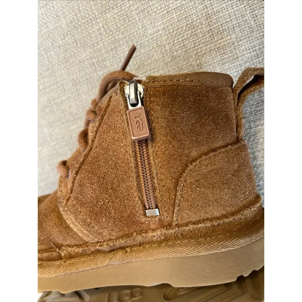 UGG Neumel Kids Size 12 Suede Brown Chestnut Zip Boots Kids Toddler Unisex